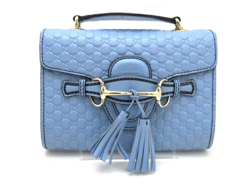 Gucci Shoulder Bag Chain Microguccissima Leather Sky Blue